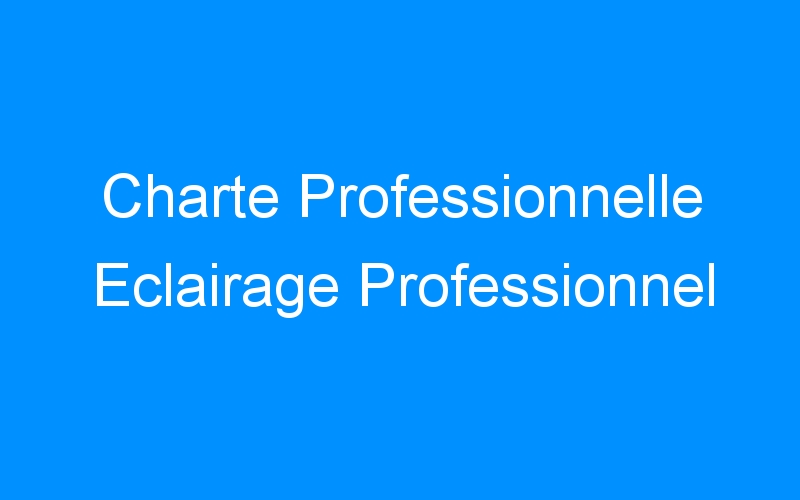 You are currently viewing Charte Professionnelle Eclairage Professionnel