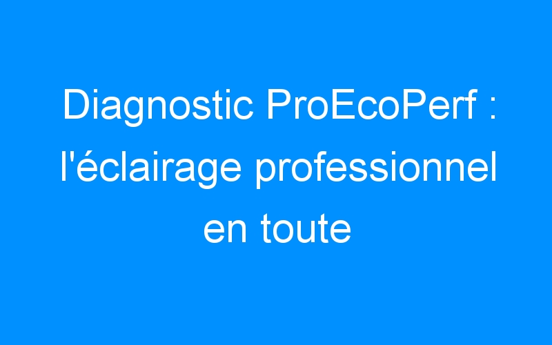 You are currently viewing Diagnostic ProEcoPerf : l’éclairage professionnel en toute objectivité